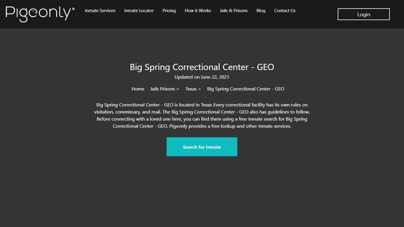 Big Spring Correctional Center - GEO Inmate Search | Texas