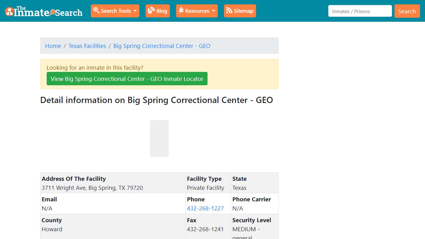 Information on Big Spring Correctional Center - GEO