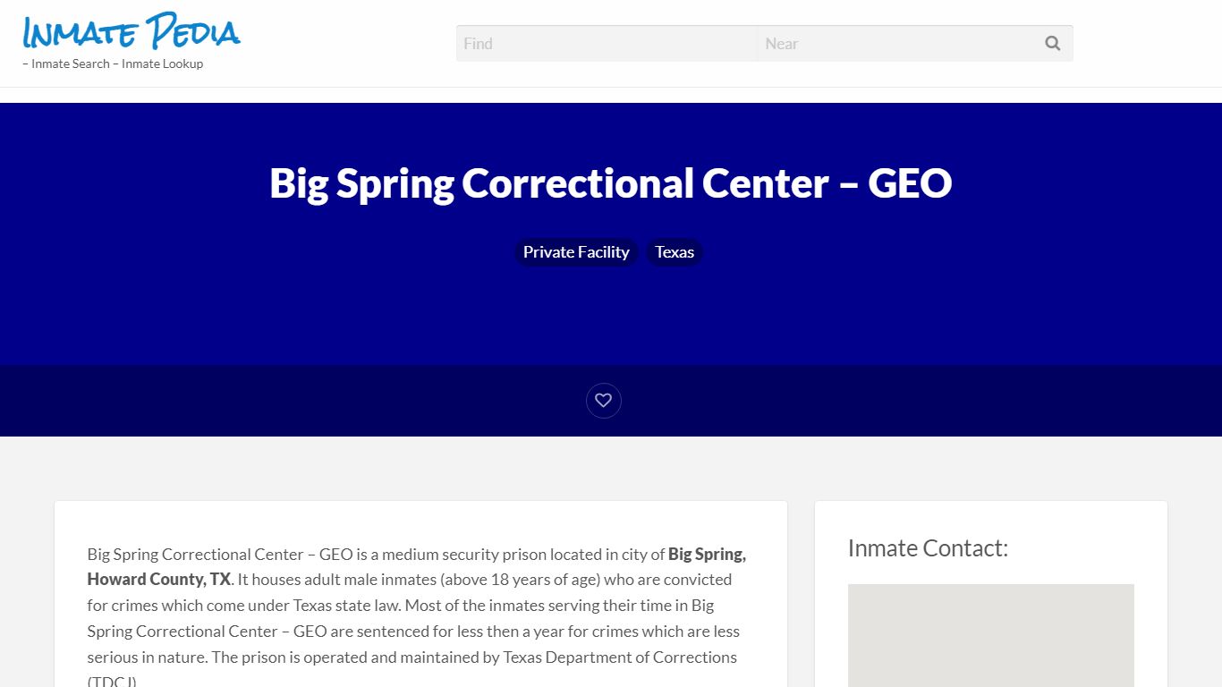 Big Spring Correctional Center - GEO – Inmate Pedia ...